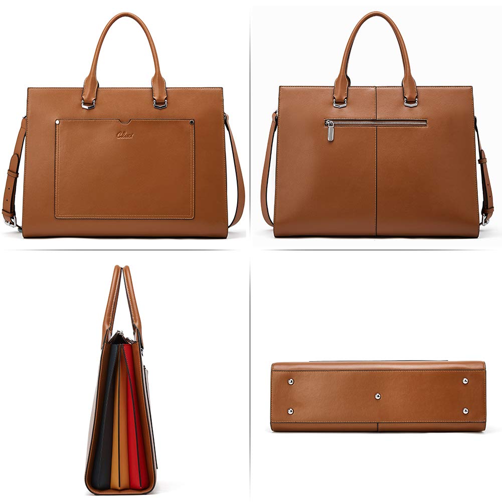 Foto 8 pulgar | Maletín Cluci Leather Para Portátil De Mujer 15.6'' Marrón - Venta Internacional.