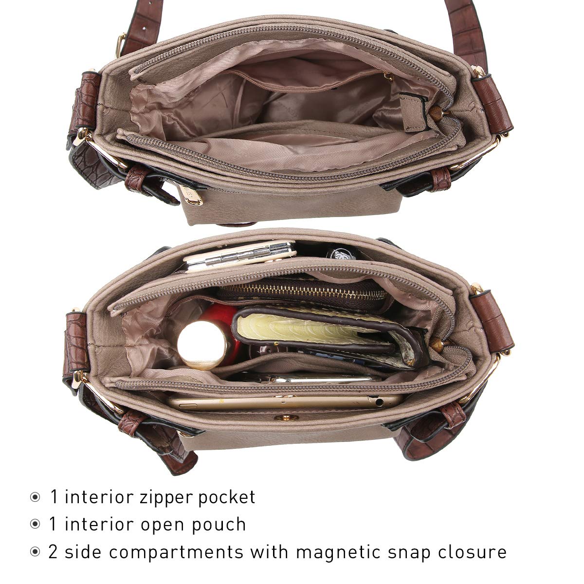 Foto 6 pulgar | Bandolera Dasein Top De Piel Suave Con Cinturón Para Mujer - Venta Internacional.