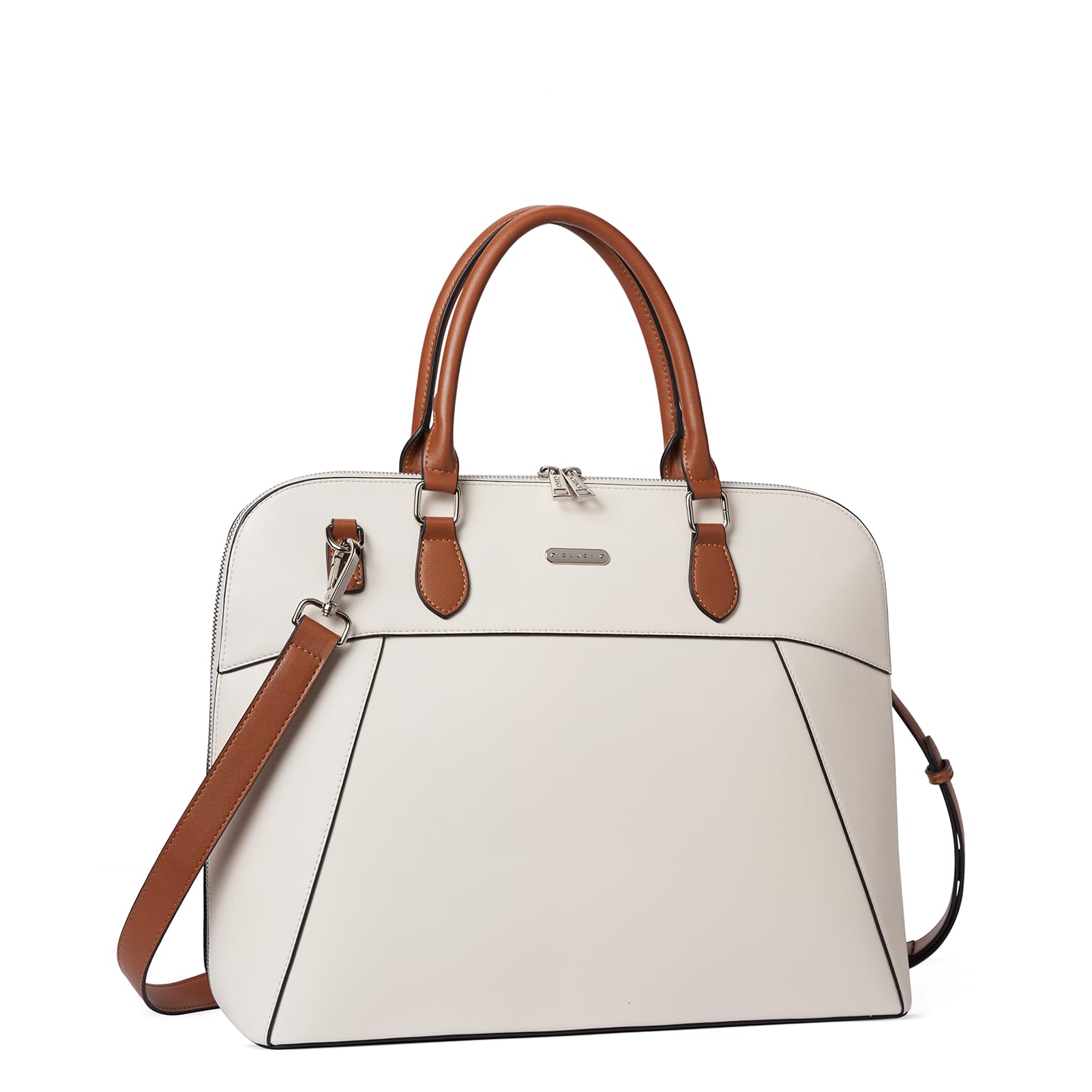 Foto 2 pulgar | Maletín Cluci Leather Para Portátil De 15.6 Pulgadas Para Mujer, Color Beige - Venta Internacional.