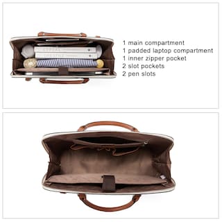 Foto 3 | Maletín Cluci Leather Para Portátil De 15.6 Pulgadas Para Mujer, Color Beige - Venta Internacional.