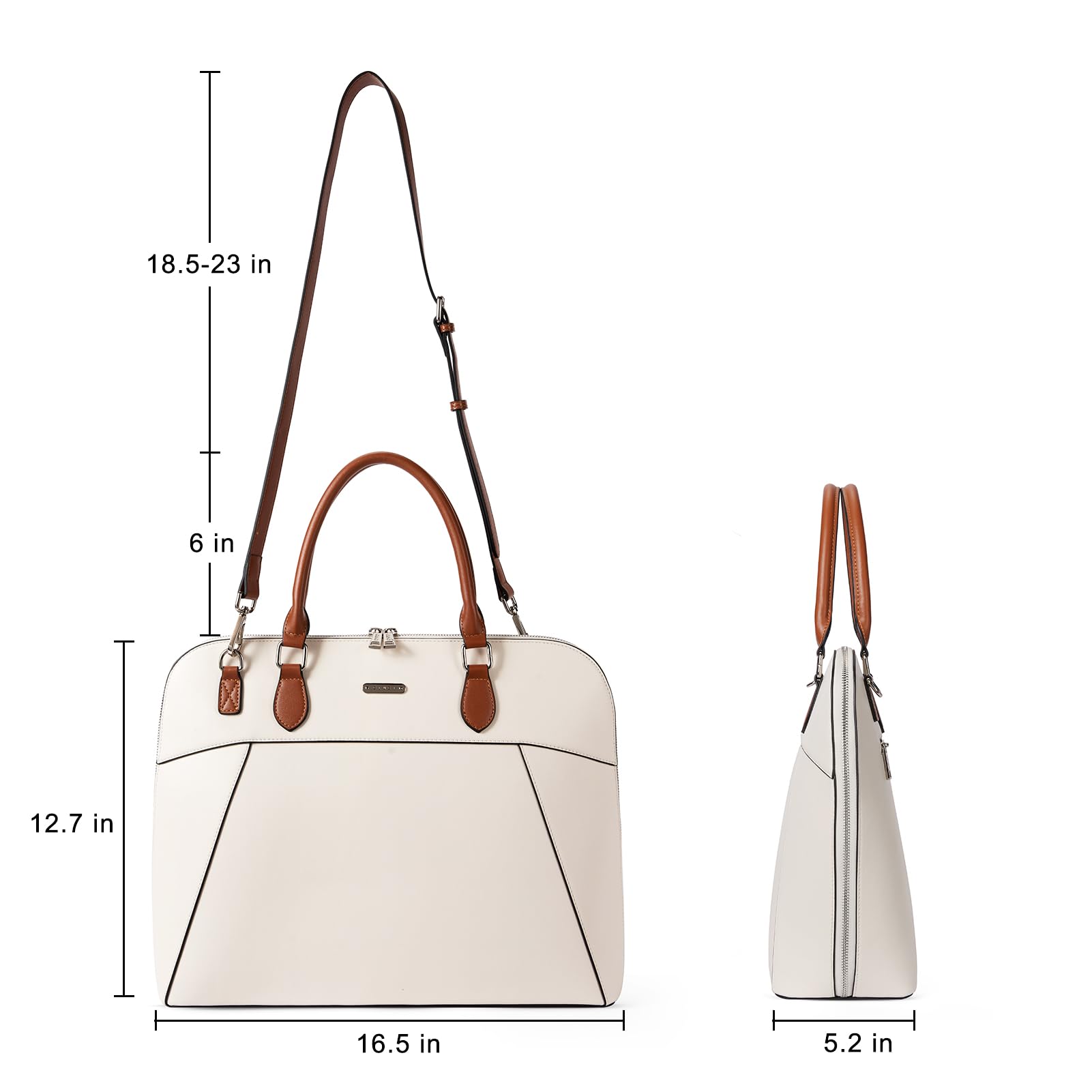 Foto 5 pulgar | Maletín Cluci Leather Para Portátil De 15.6 Pulgadas Para Mujer, Color Beige - Venta Internacional.