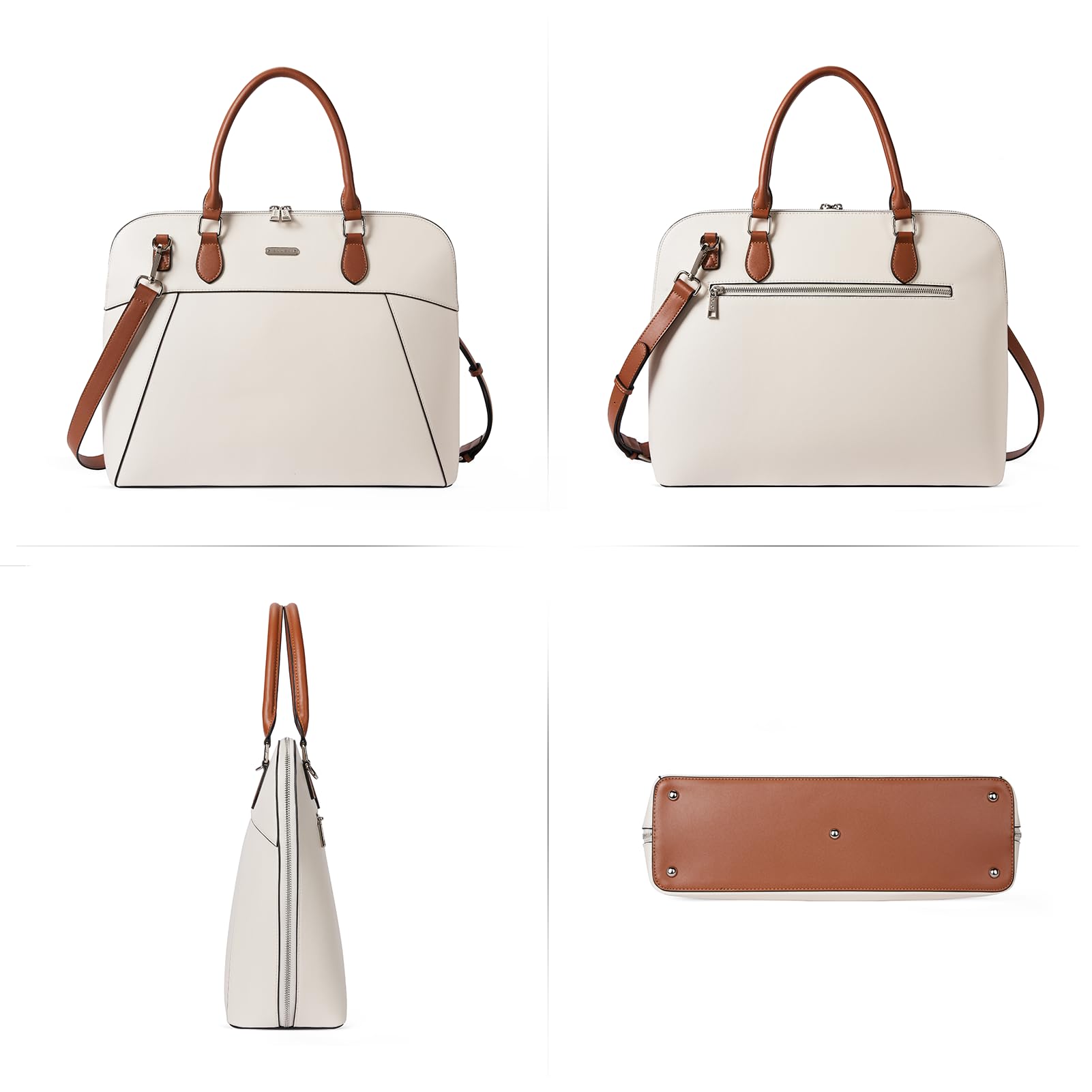 Foto 7 pulgar | Maletín Cluci Leather Para Portátil De 15.6 Pulgadas Para Mujer, Color Beige - Venta Internacional.