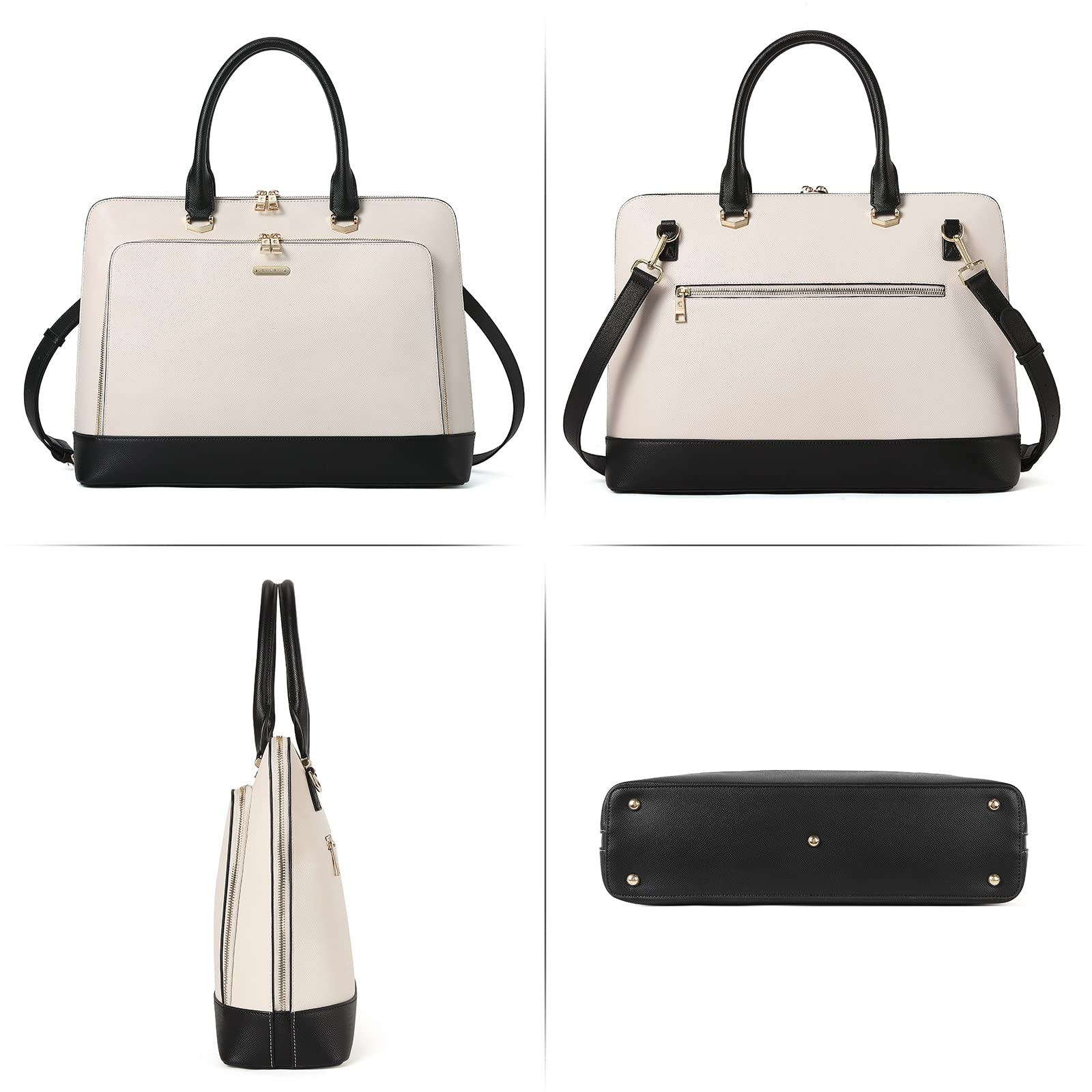 Foto 6 | Maletín Cluci De Piel Para Portátil De 15.6 Pulgadas, Color Beige-negro - Venta Internacional.