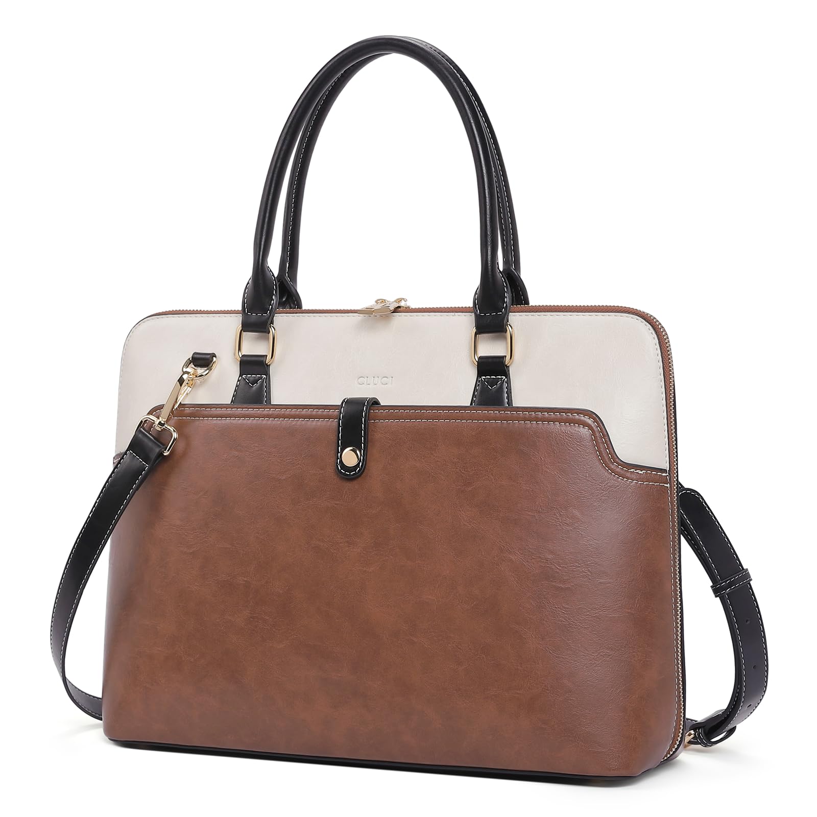 Foto 1 | Maletín Cluci Oil Wax Leather Para Portátil De 15.6 Pulgadas, Color Marrón - Venta Internacional.