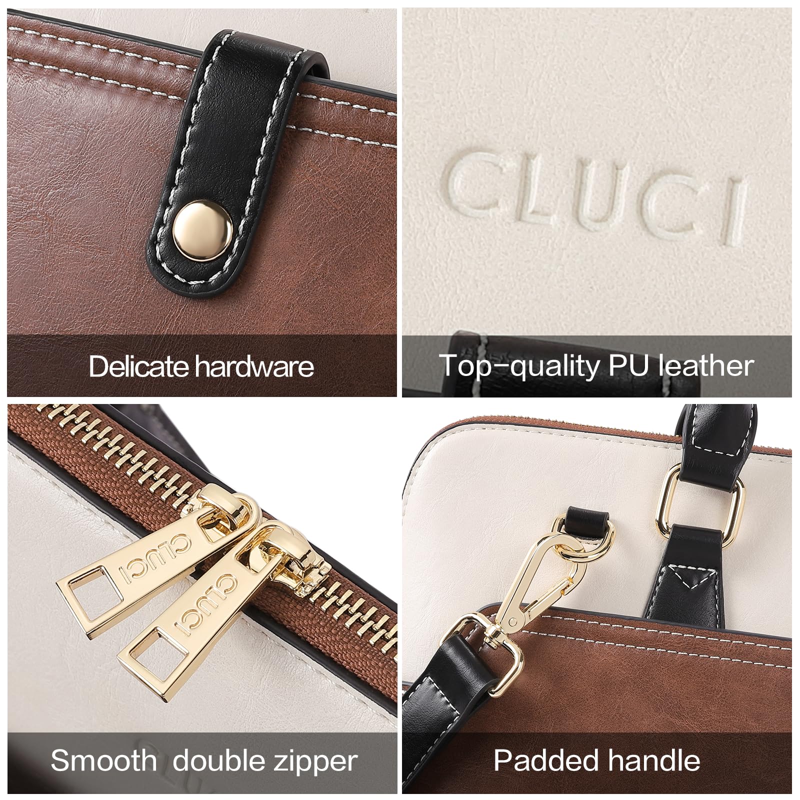 Foto 5 | Maletín Cluci Oil Wax Leather Para Portátil De 15.6 Pulgadas, Color Marrón - Venta Internacional.