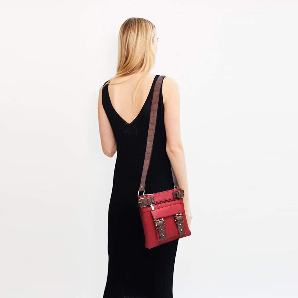 Foto 2 | Bandolera Dasein Top Con Cinturón Para Mujer, Piel Suave, Color Rojo - Venta Internacional.