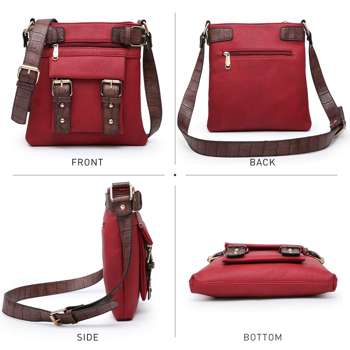 Foto 5 pulgar | Bandolera Dasein Top Con Cinturón Para Mujer, Piel Suave, Color Rojo - Venta Internacional.
