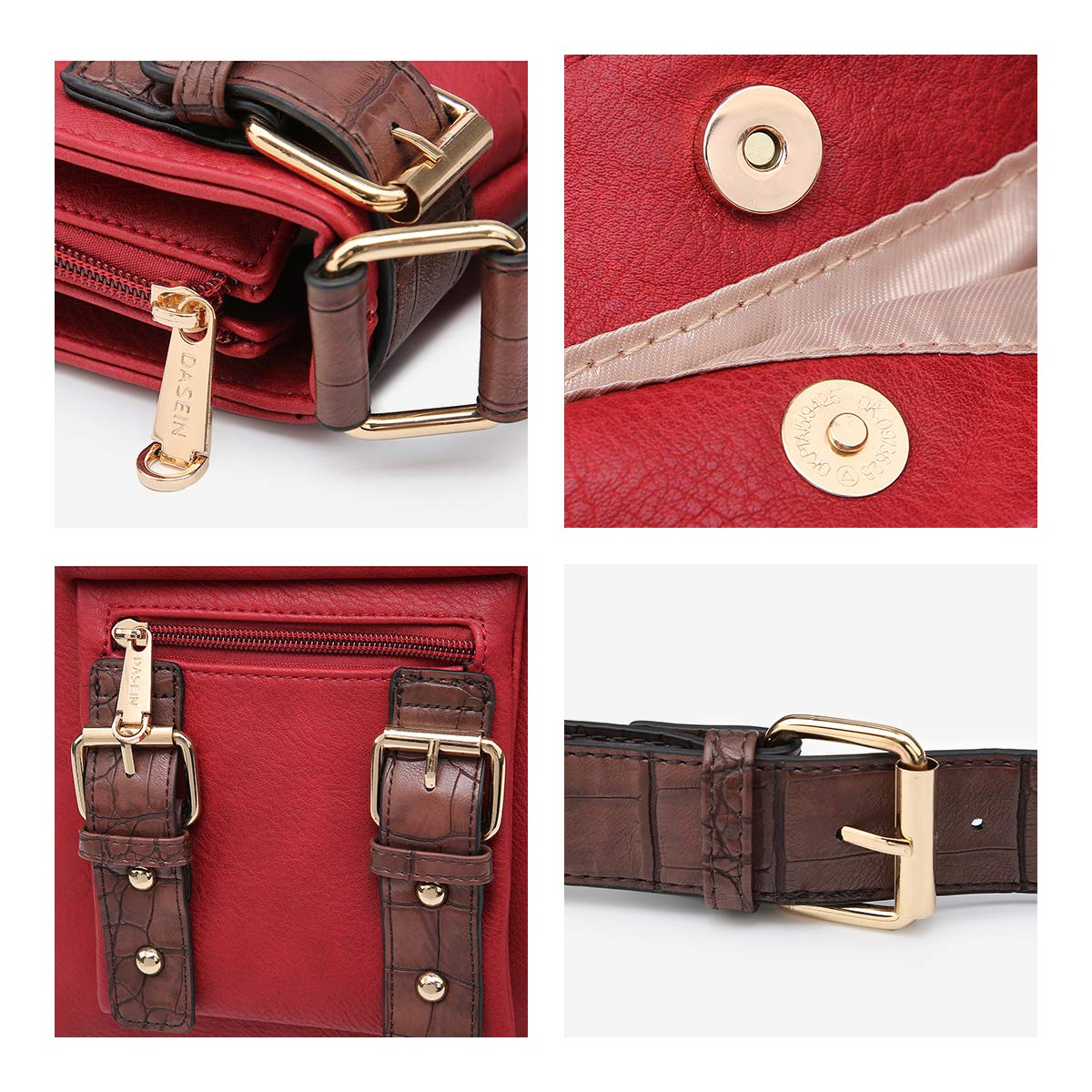 Foto 6 | Bandolera Dasein Top Con Cinturón Para Mujer, Piel Suave, Color Rojo - Venta Internacional.