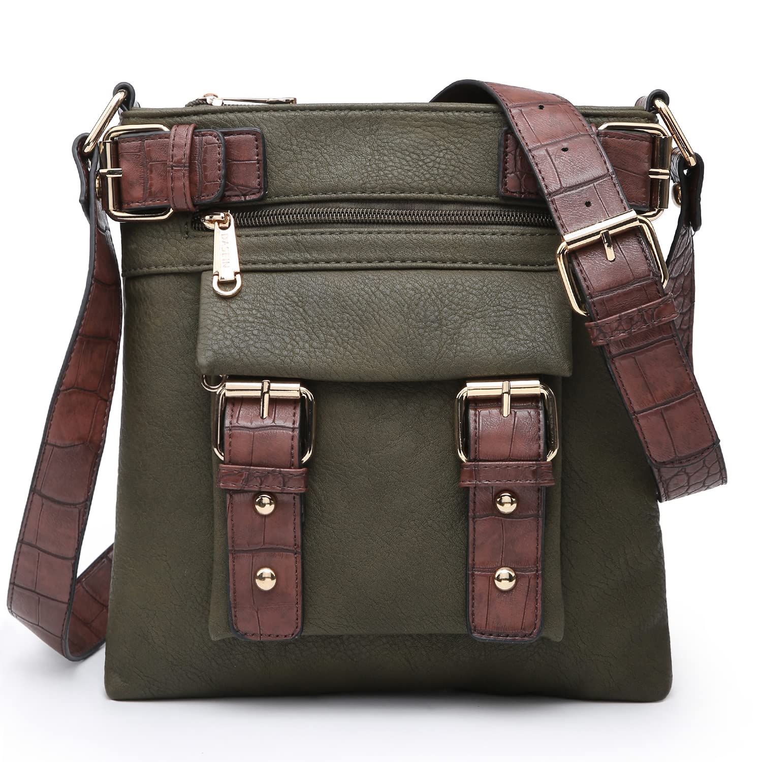 Foto 1 | Bandolera Dasein Top De Piel Suave Con Cinturón, Color Verde Militar - Venta Internacional.
