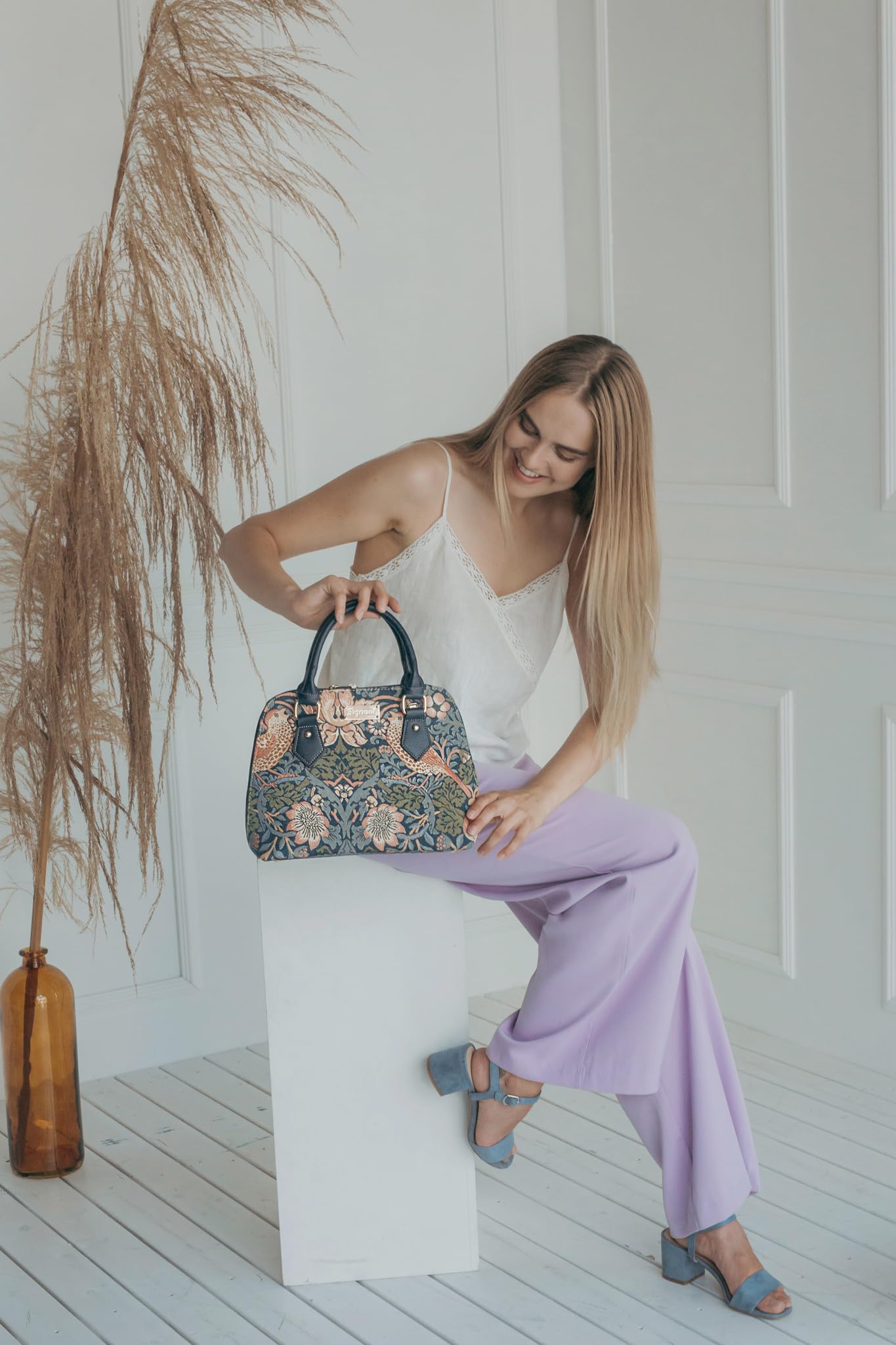 Foto 4 pulgar | Bolso Signare William Morris Lienzo/tapiz Convertible Azul - Venta Internacional.