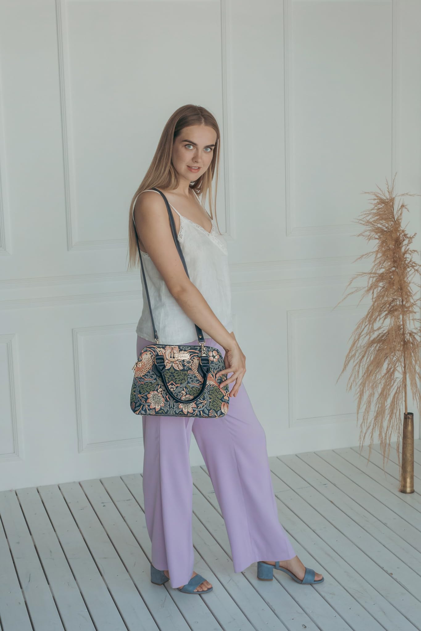 Foto 5 pulgar | Bolso Signare William Morris Lienzo/tapiz Convertible Azul - Venta Internacional.