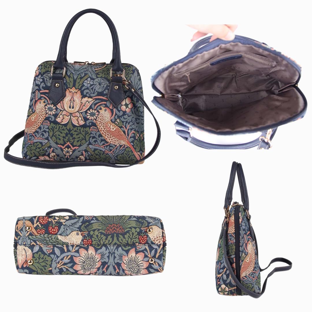 Foto 6 pulgar | Bolso Signare William Morris Lienzo/tapiz Convertible Azul - Venta Internacional.