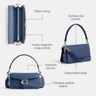 Foto 3 | Bandolera Coach De Piel Granulada Pulida Tabby 20, Color Azul Celeste - Venta Internacional.