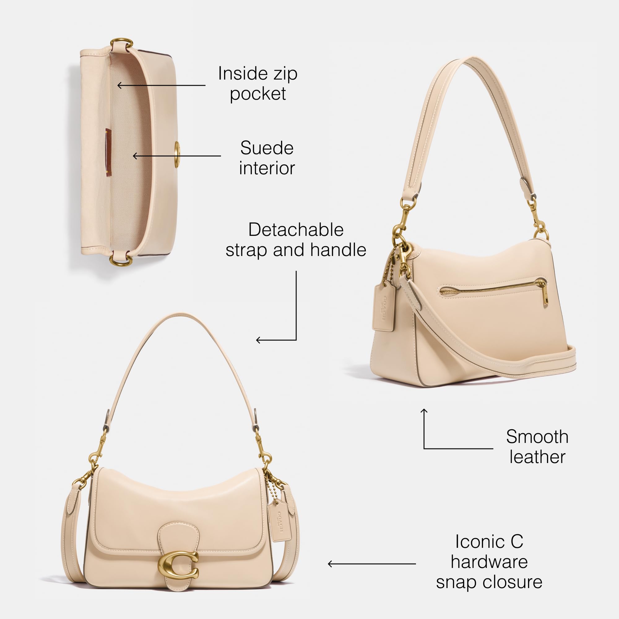 Foto 4 pulgar | Bandolera Coach De Piel De Becerro Suave Tabby Ivory - Venta Internacional.