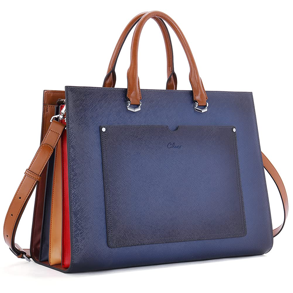 Foto 2 pulgar | Maletín Cluci Leather Para Portátil De Mujer 15.6'' Azul - Venta Internacional.