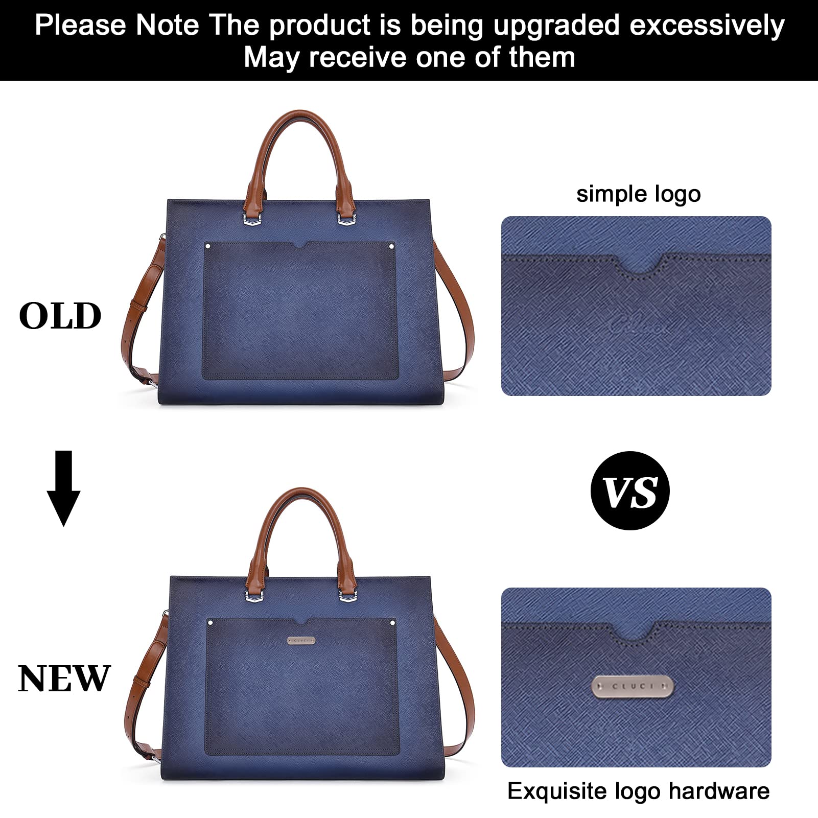 Foto 2 | Maletín Cluci Leather Para Portátil De Mujer 15.6'' Azul - Venta Internacional.