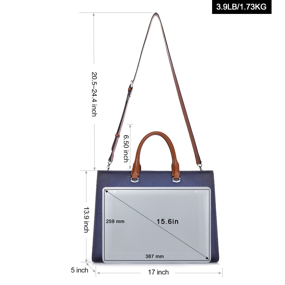 Foto 4 pulgar | Maletín Cluci Leather Para Portátil De Mujer 15.6'' Azul - Venta Internacional.