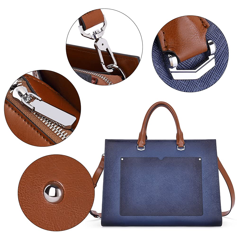 Foto 6 pulgar | Maletín Cluci Leather Para Portátil De Mujer 15.6'' Azul - Venta Internacional.