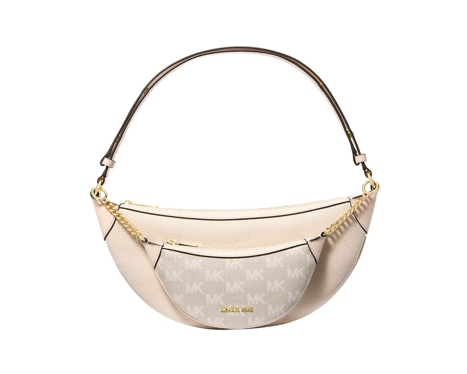 Foto 2 pulgar | Bolsa Michael Kors Hollis Medium 2-in-1 Grain Leather And Jacquard Logo Shoulder Bag  35s5g4wl6j Color Blanco