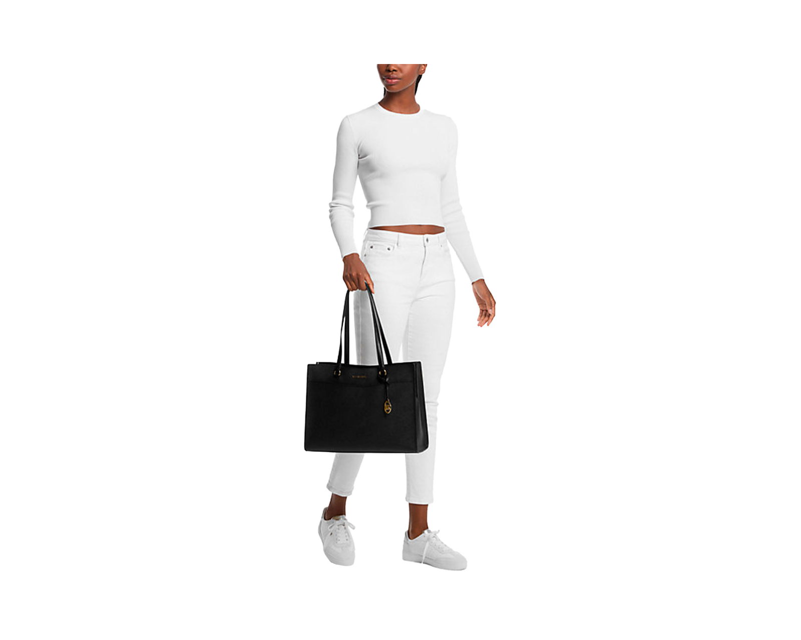 Foto 4 pulgar | Bolsa Michael Kors Jet Set Travel Large Pocket Saffiano Leather Tote Bag 35f4gtvt9l Color Negro