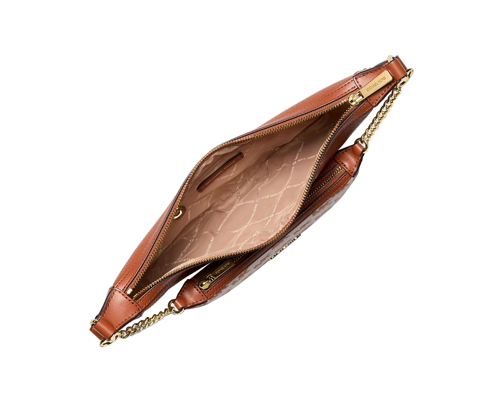 Foto 4 pulgar | Bolsa Michael Kors Hollis Medium 2-in-1 Grain Leather And Jacquard Logo Shoulder Bag 35s5g4wl6j Color Café