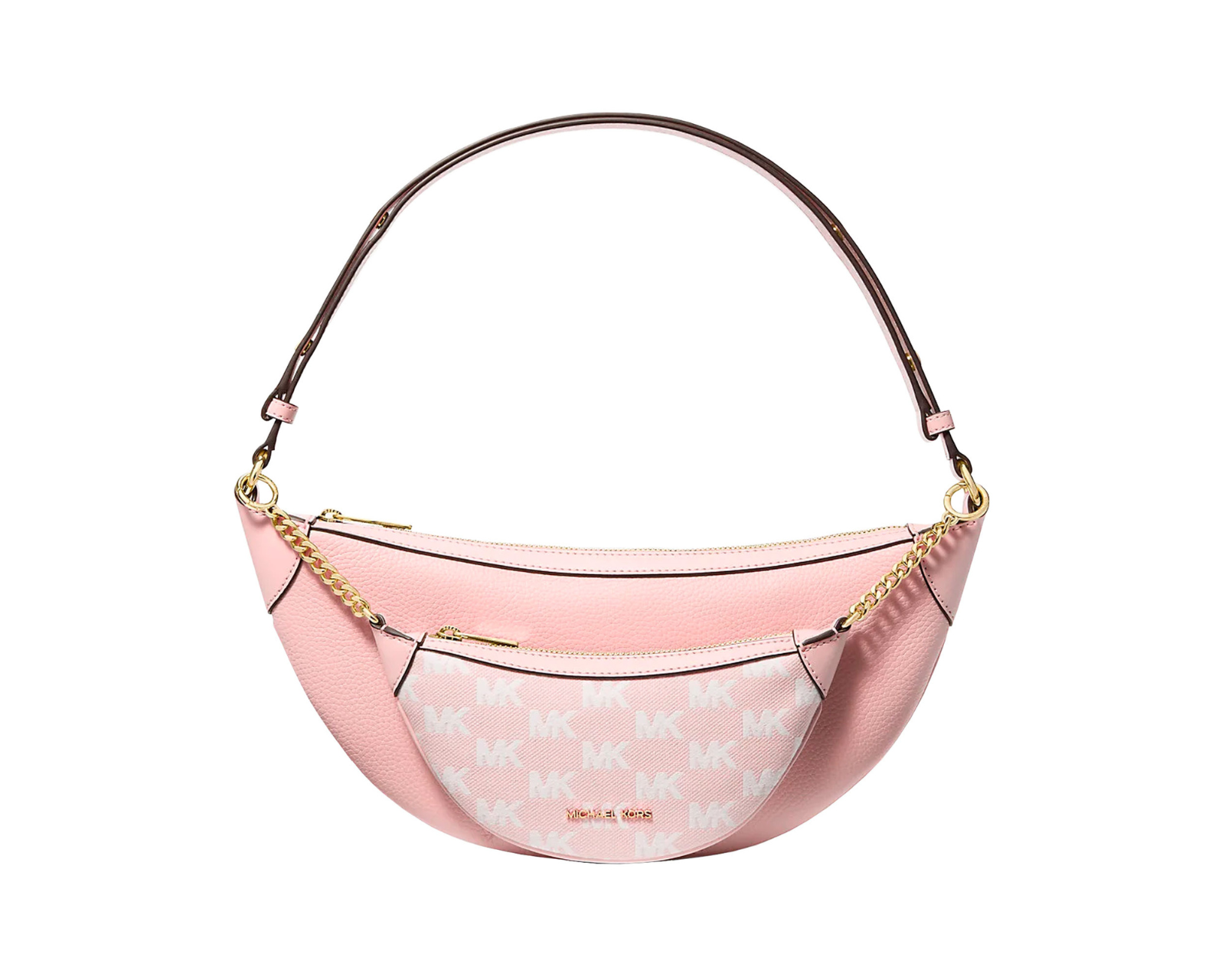 Foto 2 pulgar | Bolsa Michael Kors Hollis Medium 2-in-1 Grain Leather And Jacquard Logo Shoulder Bag  35s5g4wl6j Color Rosa