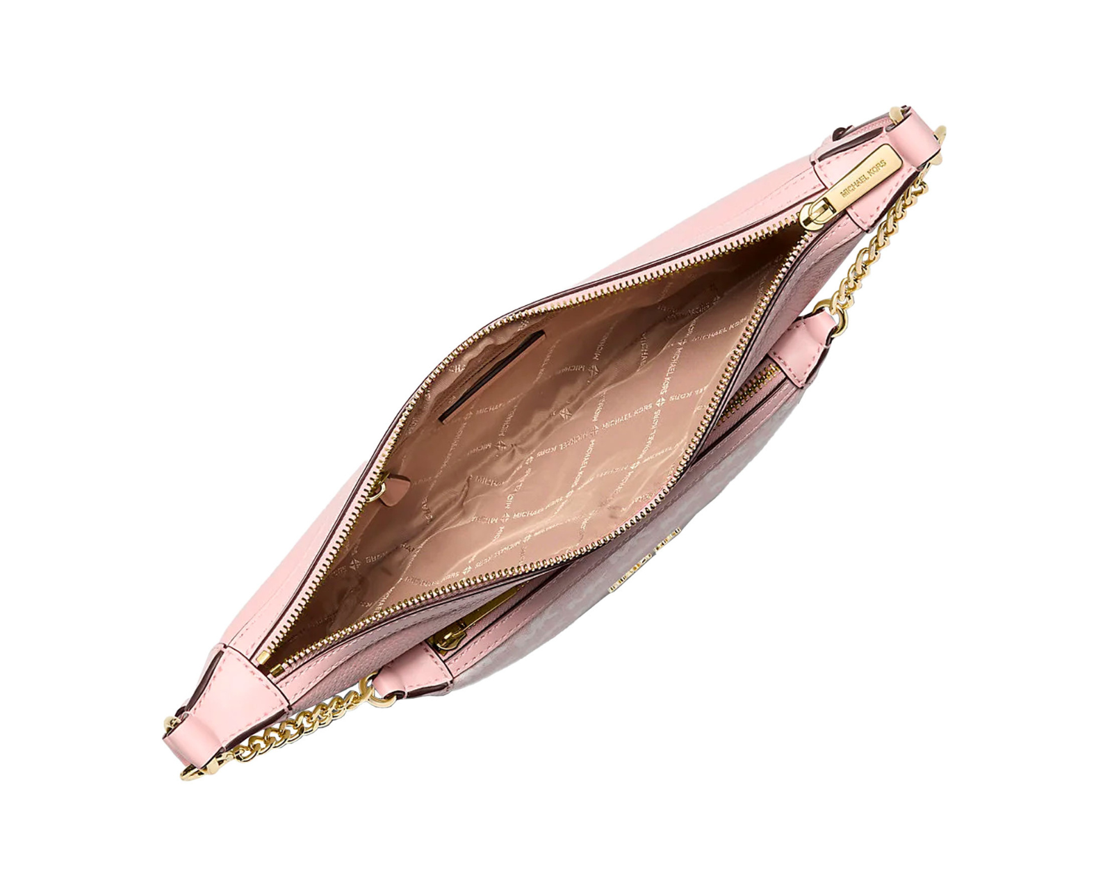 Foto 4 pulgar | Bolsa Michael Kors Hollis Medium 2-in-1 Grain Leather And Jacquard Logo Shoulder Bag  35s5g4wl6j Color Rosa