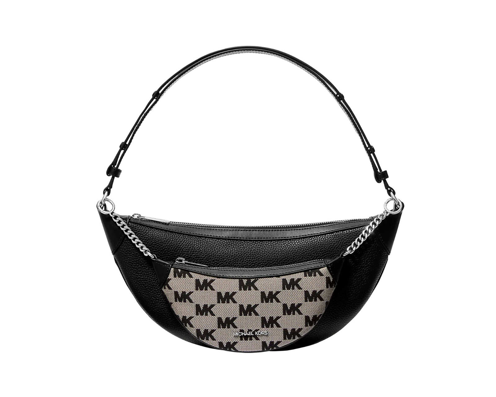 Foto 2 pulgar | Bolsa Michael Kors Hollis Medium 2-in-1 Grain Leather And Jacquard Logo Shoulder Bag 35s5g4wl6j Color Negro