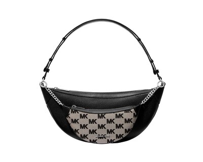 Foto 1 | Bolsa Michael Kors Hollis Medium 2-in-1 Grain Leather And Jacquard Logo Shoulder Bag 35s5g4wl6j Color Negro