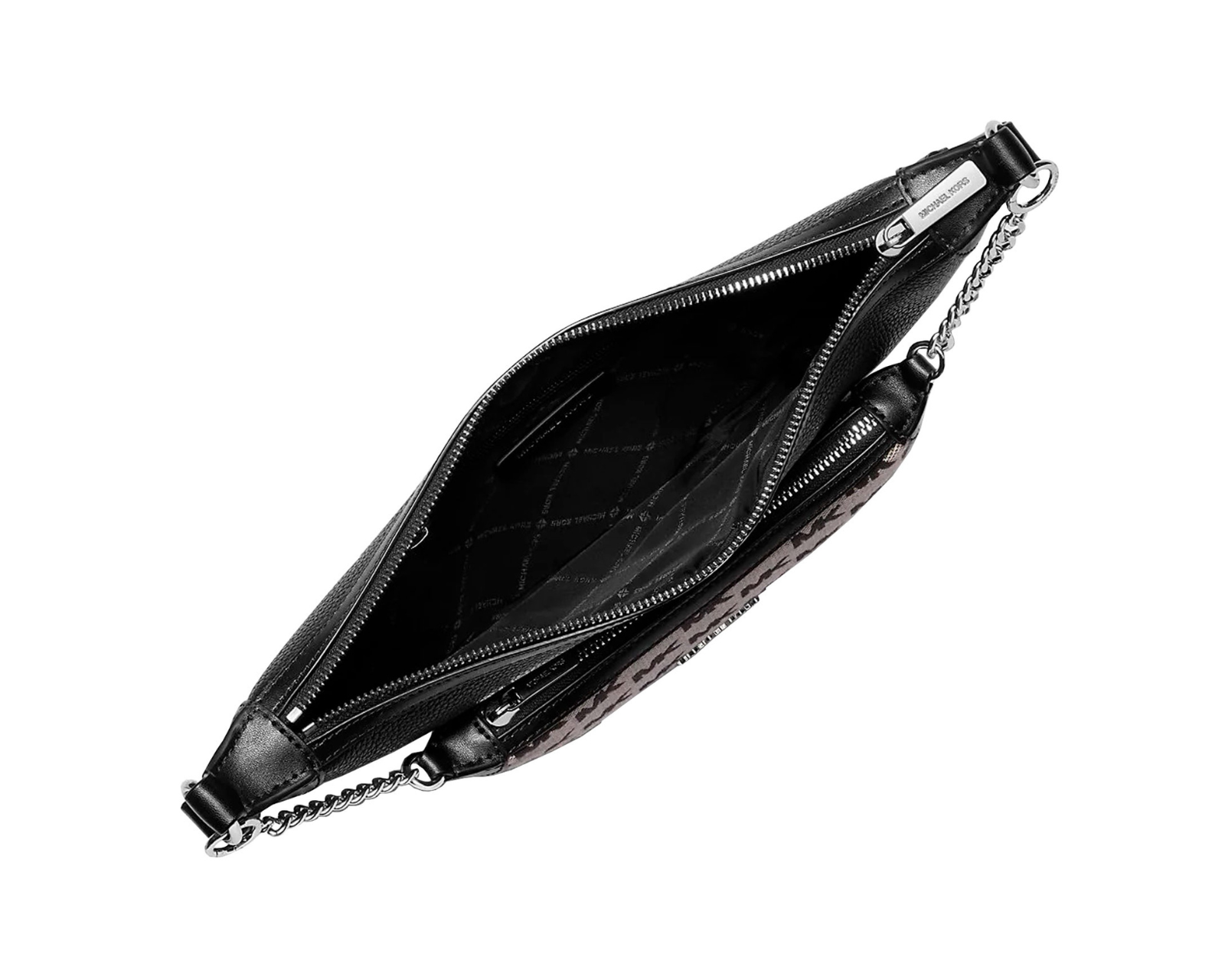 Foto 4 pulgar | Bolsa Michael Kors Hollis Medium 2-in-1 Grain Leather And Jacquard Logo Shoulder Bag 35s5g4wl6j Color Negro