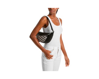 Foto 4 | Bolsa Michael Kors Hollis Medium 2-in-1 Grain Leather And Jacquard Logo Shoulder Bag 35s5g4wl6j Color Negro