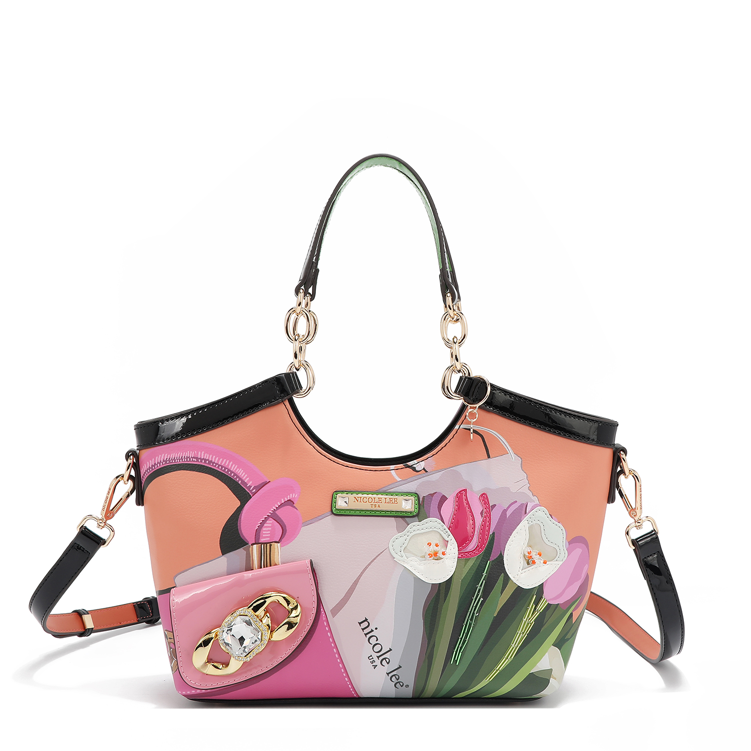 Foto 8 pulgar | Bolsa Tote De  Nicole Lee Estampado Violet Blossom