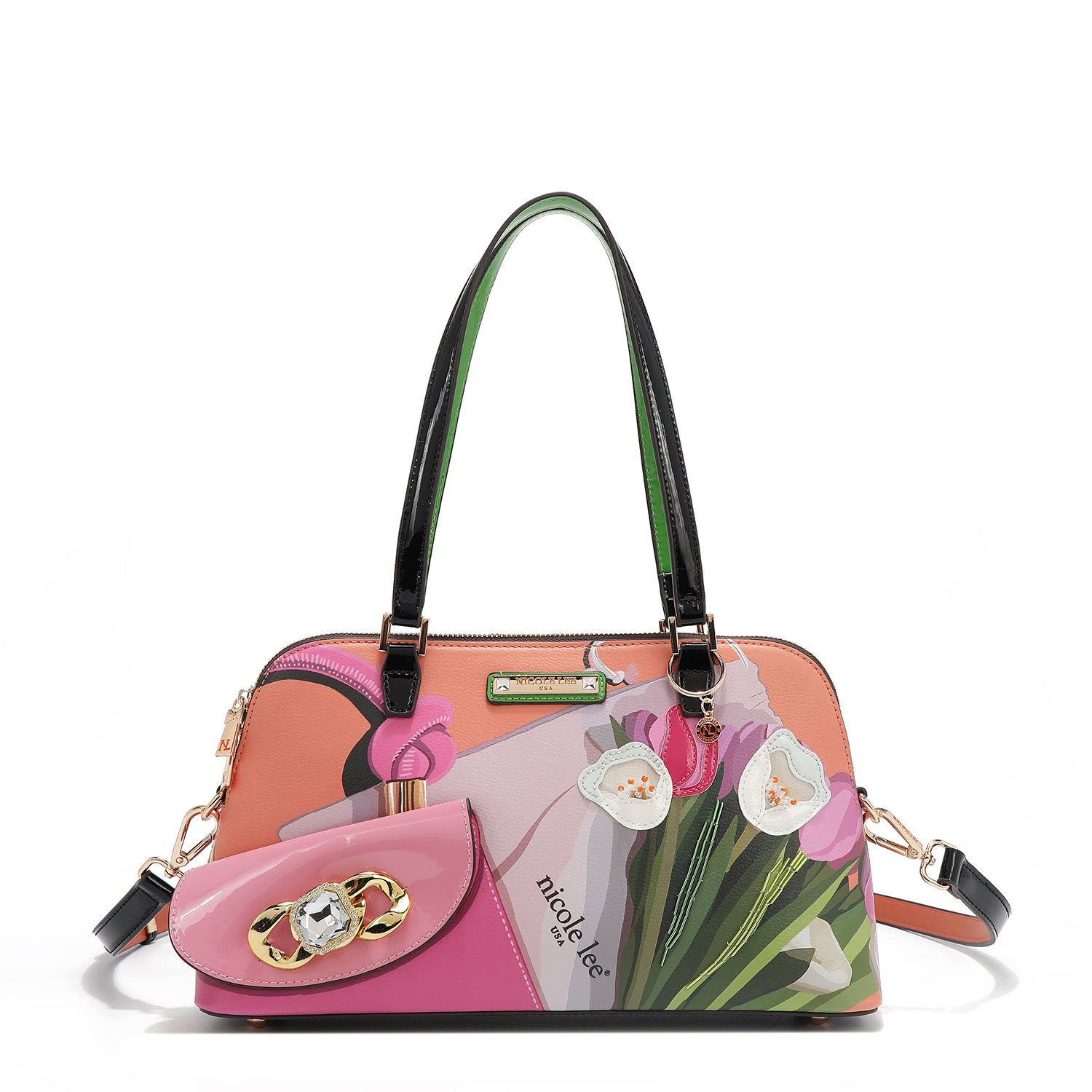 Foto 8 pulgar | Bolsa Dome De Nicole Lee Estampado Violet Blossom