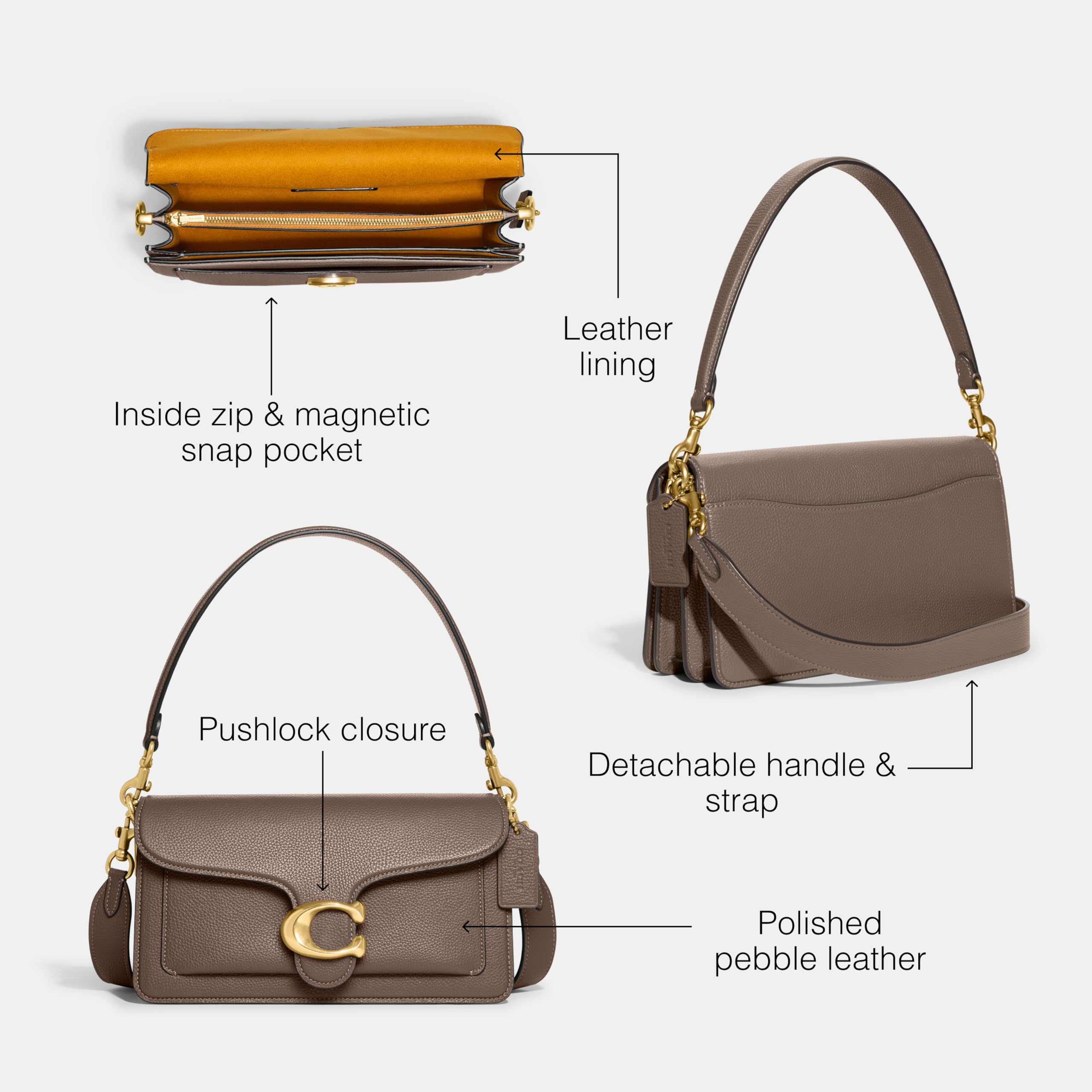 Foto 5 | Bandolera Coach Tabby 26 De Piel Granulada Pulida En Piedra Oscura - Venta Internacional.