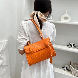 Foto 2 | Bolso De Hombro Huoguo De Piel Sintética Con Estampado De Celosía Para Mujer - Venta Internacional.
