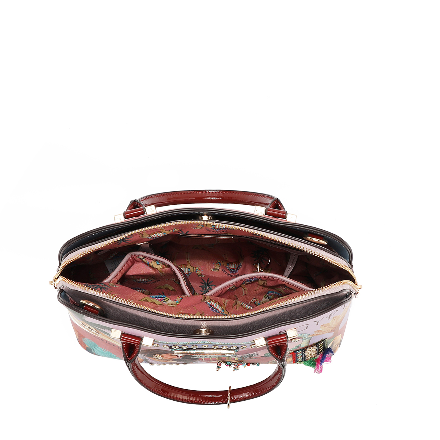 Foto 3 pulgar | Bolsa Dome Nicole Lee Estampado Queen Cleopatra