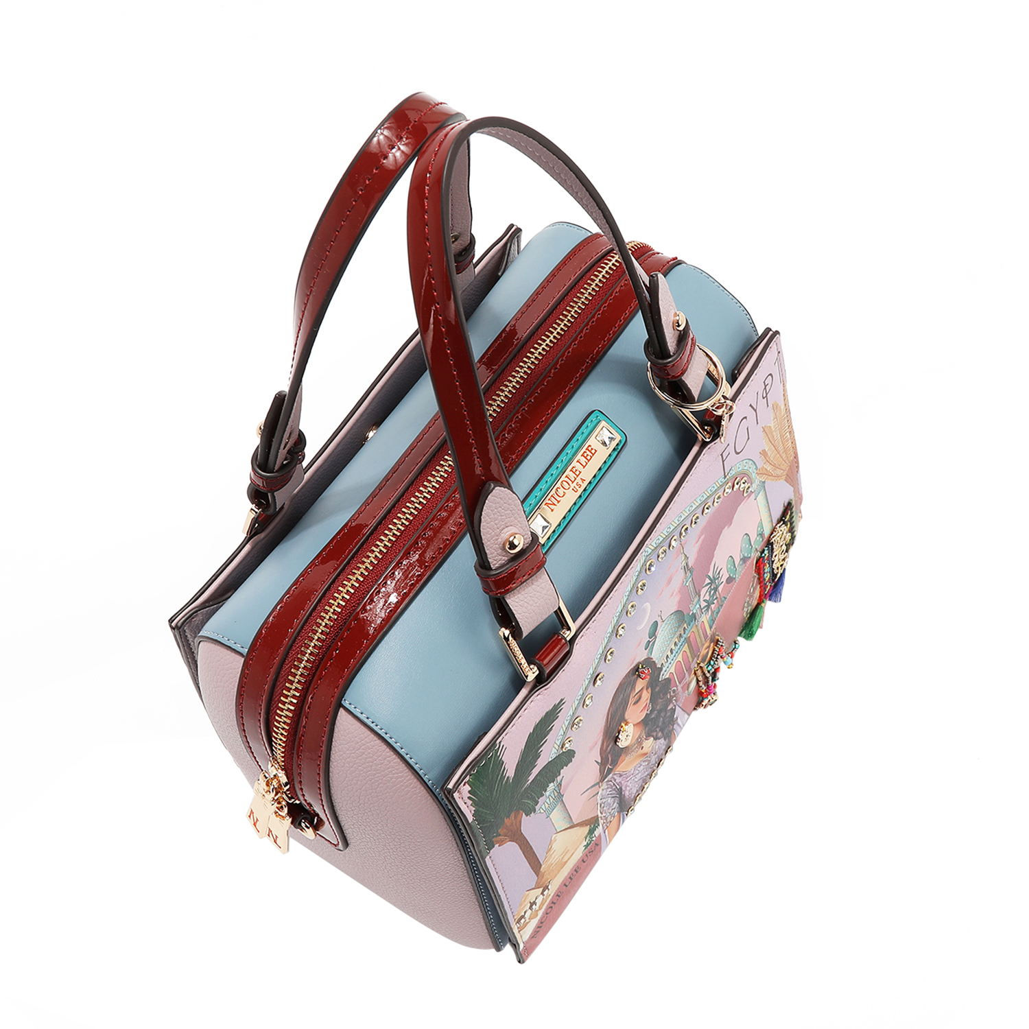Foto 4 pulgar | Bolsa Boston Nicole Lee Estampado Queen Cleopatra