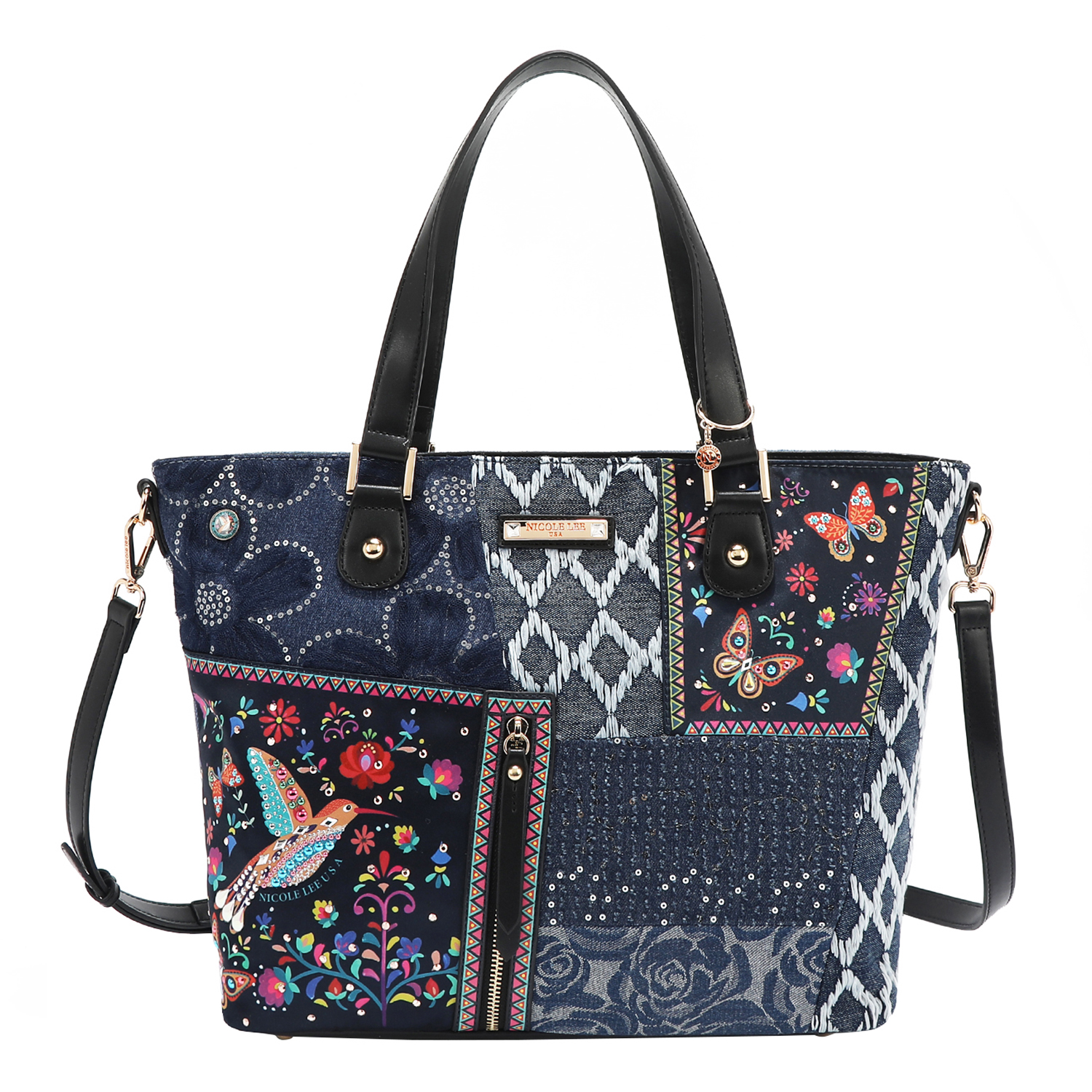 Foto 2 pulgar | Bolsa Tote De Mezclilla Nicole Lee Bosque De Amor