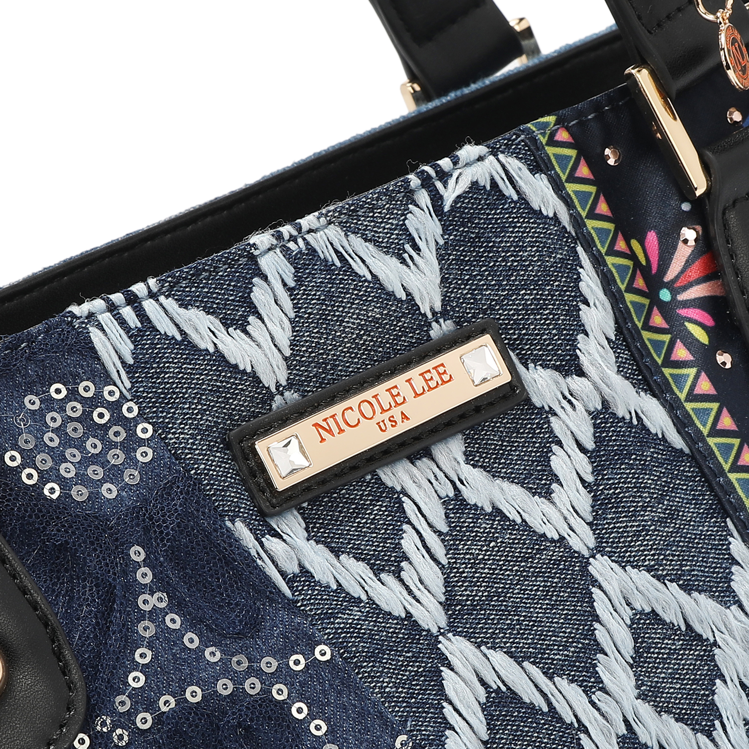 Foto 4 pulgar | Bolsa Tote De Mezclilla Nicole Lee Bosque De Amor