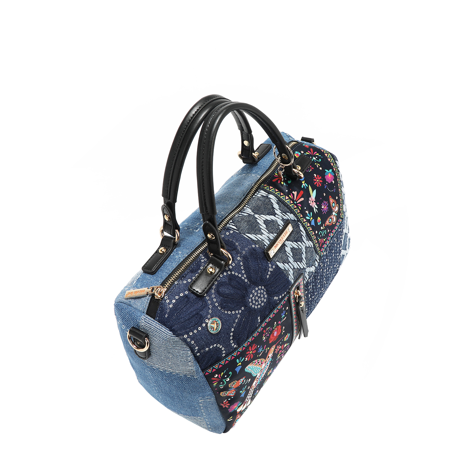 Foto 5 pulgar | Bolsa Boston De Mezclilla Nicole Lee Bosque De Amor
