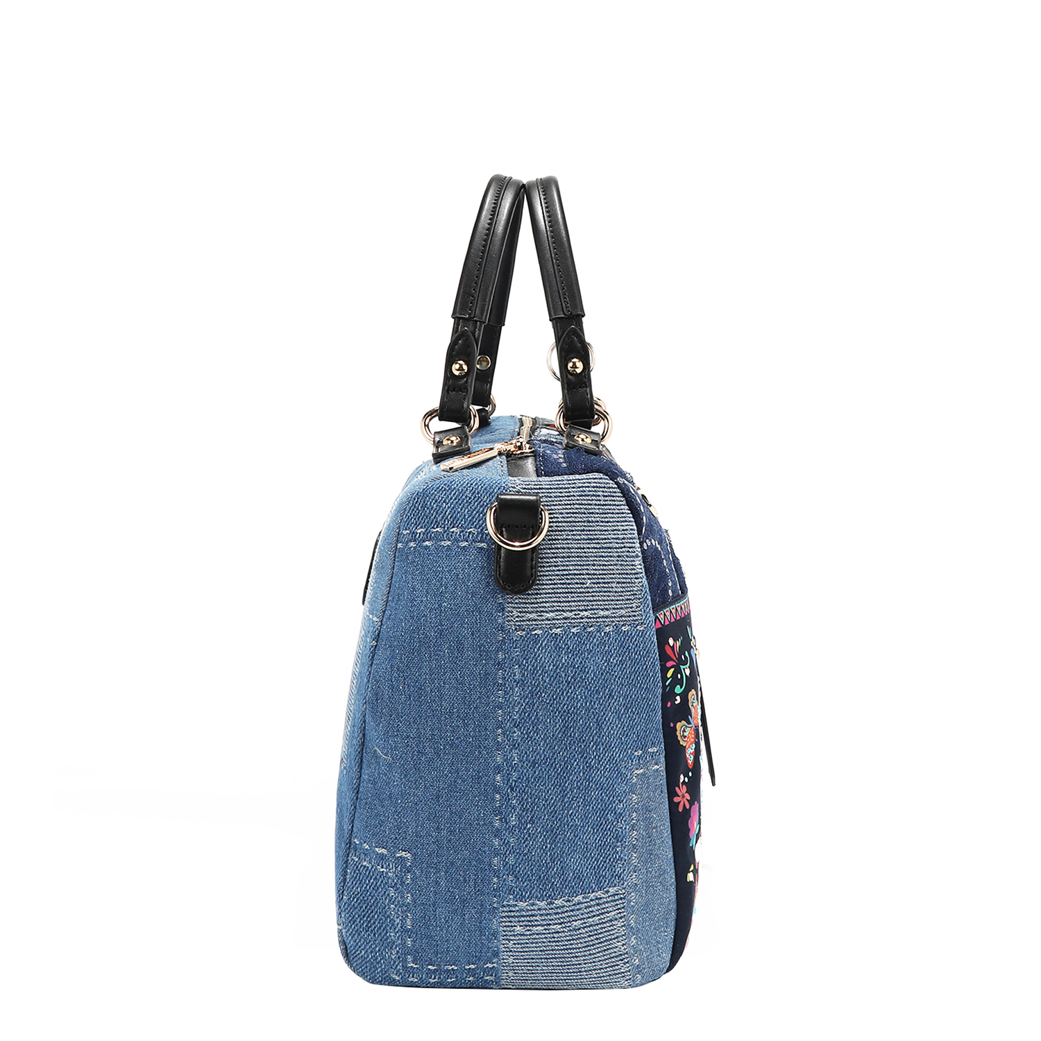 Foto 6 pulgar | Bolsa Boston De Mezclilla Nicole Lee Bosque De Amor