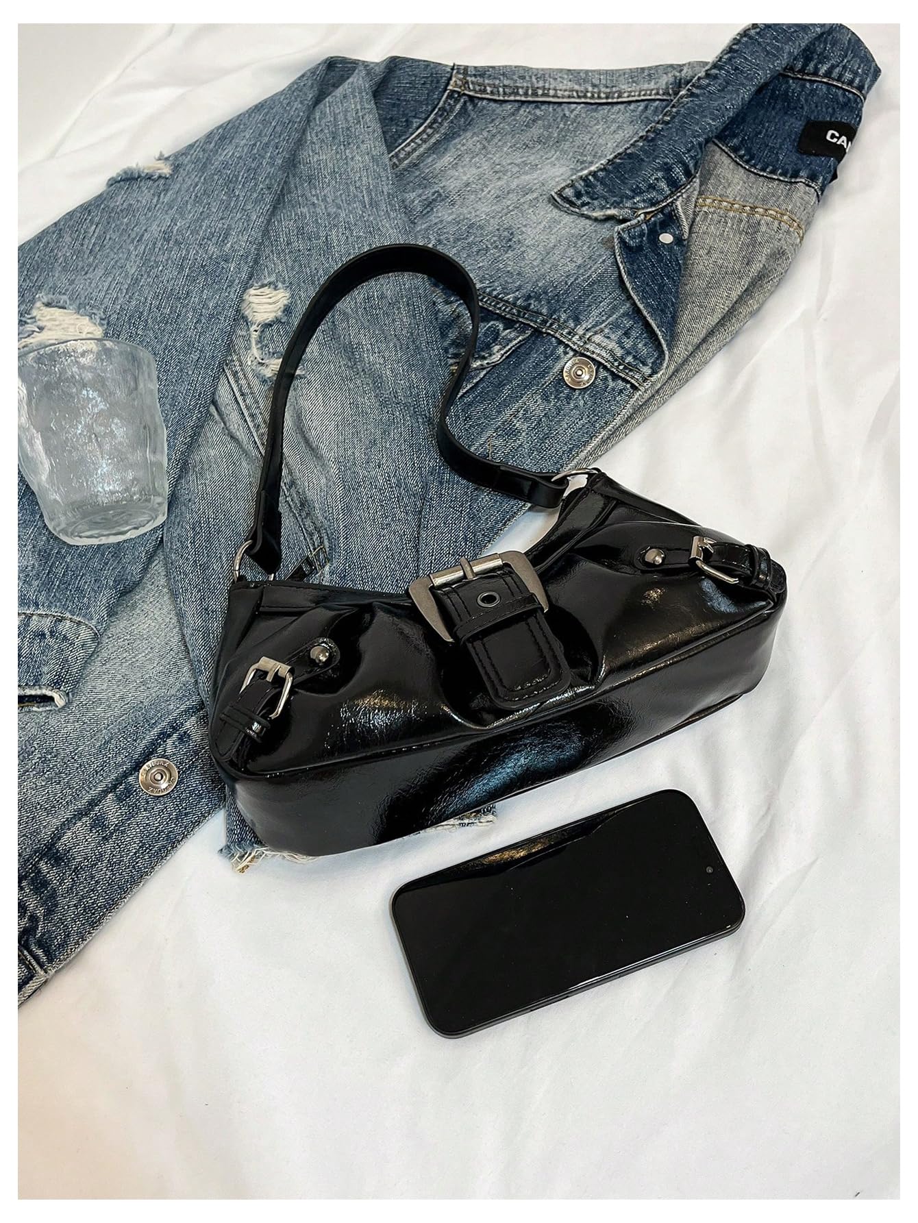 Foto 4 pulgar | Bolso De Hombro Verdusa Y2k Con Hebilla Gótica  Punk  Hobo - Venta Internacional.