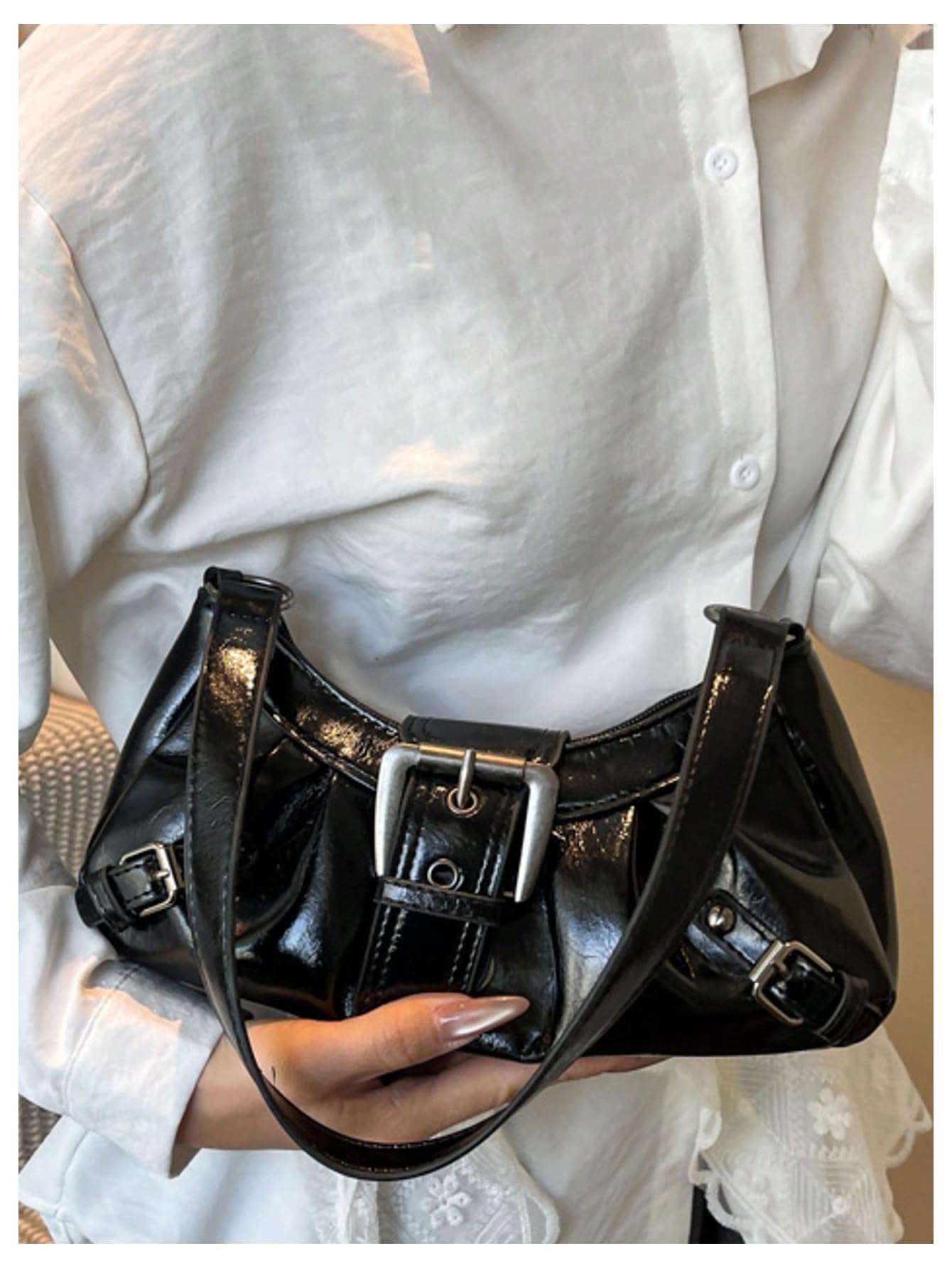 Foto 4 | Bolso De Hombro Verdusa Y2k Con Hebilla Gótica  Punk  Hobo - Venta Internacional.
