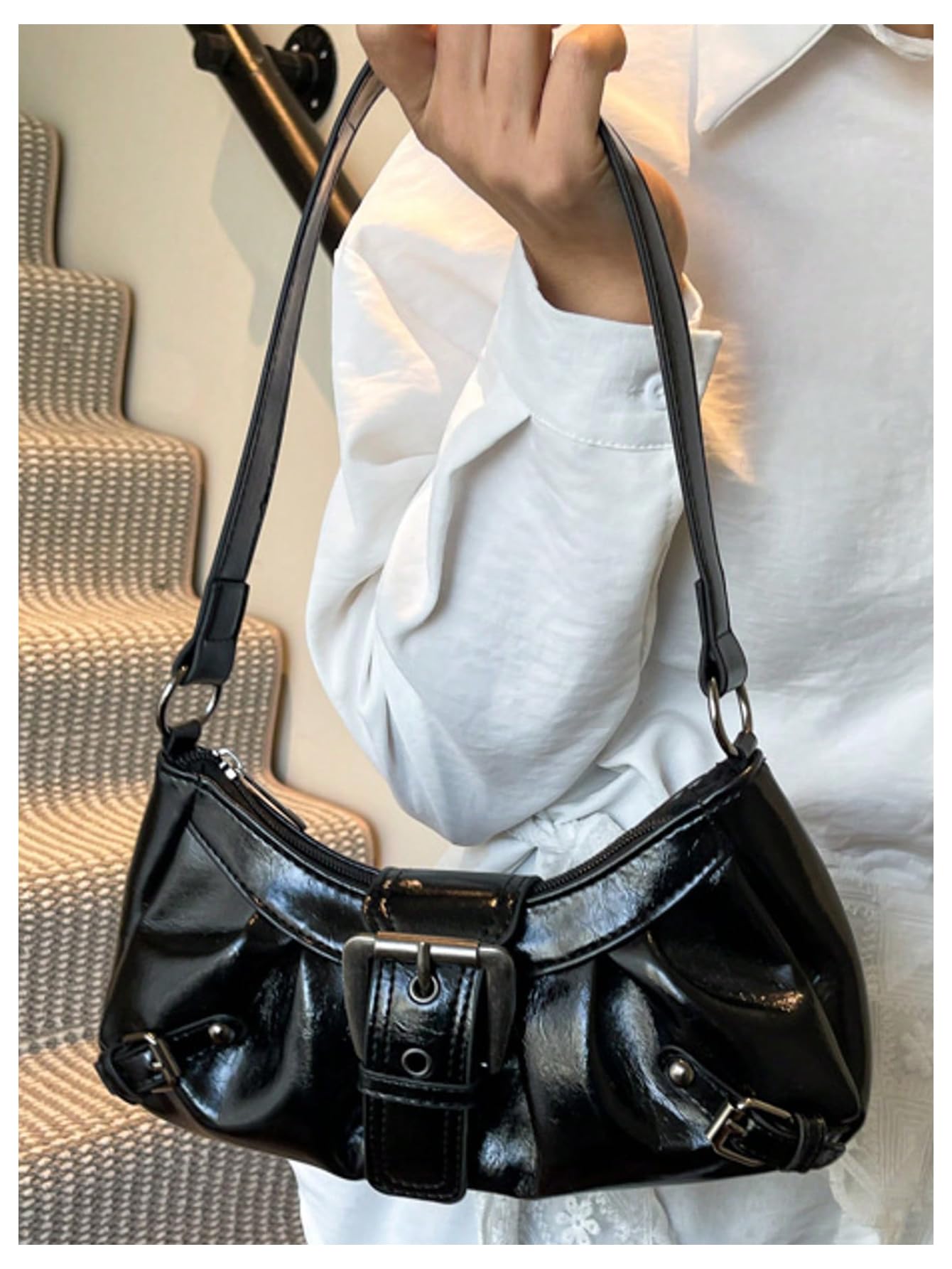 Foto 5 | Bolso De Hombro Verdusa Y2k Con Hebilla Gótica  Punk  Hobo - Venta Internacional.