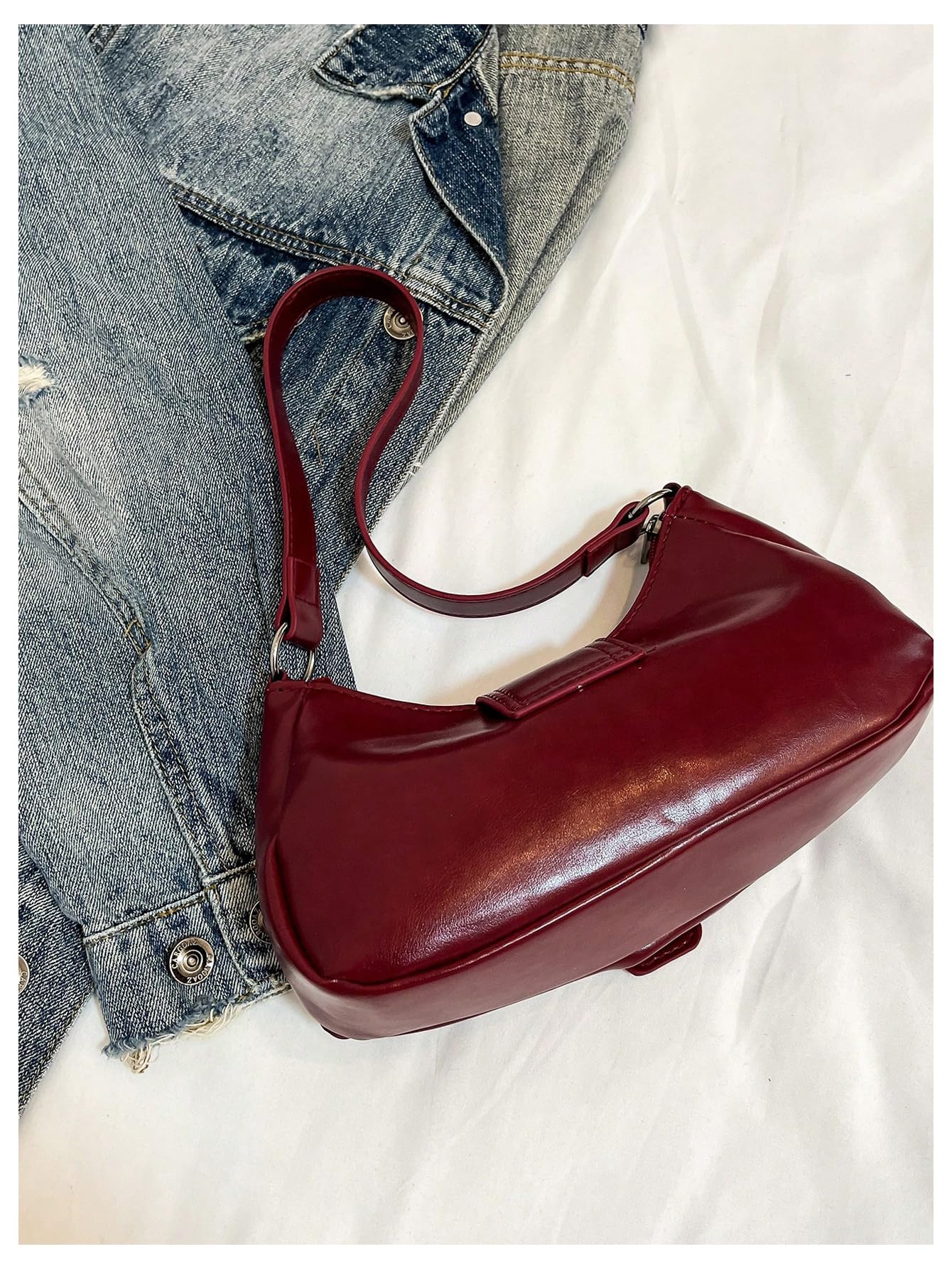 Foto 3 pulgar | Bolso Verdusa Y2k Monedero Goth Hebilla Punk Hobo Burgundy - Venta Internacional.