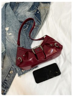 Foto 3 | Bolso Verdusa Y2k Monedero Goth Hebilla Punk Hobo Burgundy - Venta Internacional.
