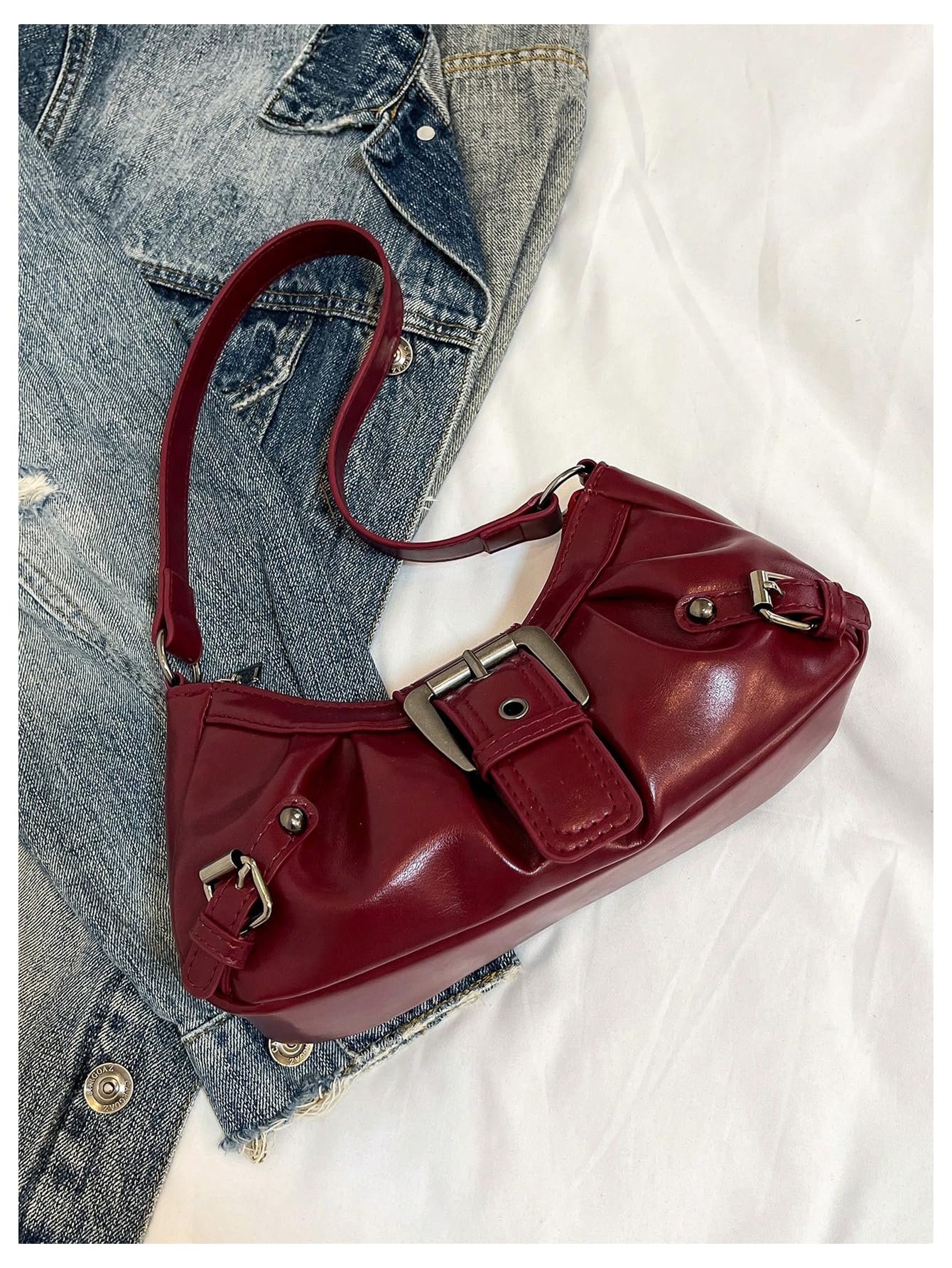 Foto 5 pulgar | Bolso Verdusa Y2k Monedero Goth Hebilla Punk Hobo Burgundy - Venta Internacional.