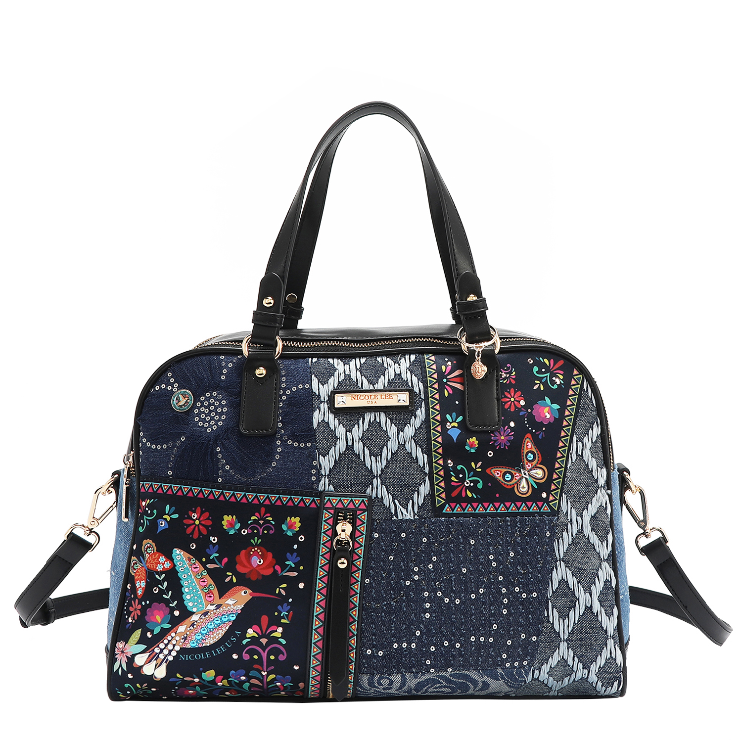 Foto 1 | Bolsa De Mano Mezclilla Nicole Lee Bosque De Amor