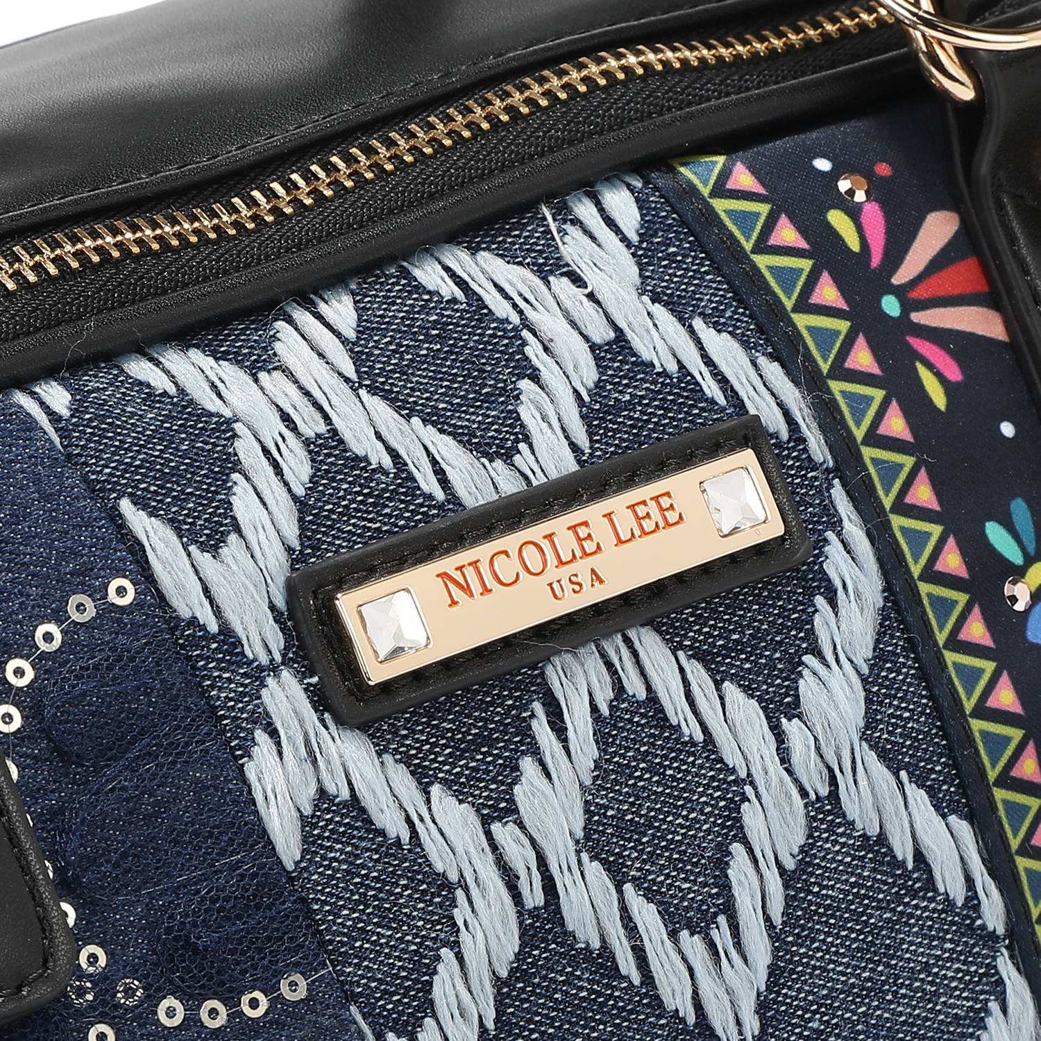 Foto 4 pulgar | Bolsa De Mano Mezclilla Nicole Lee Bosque De Amor