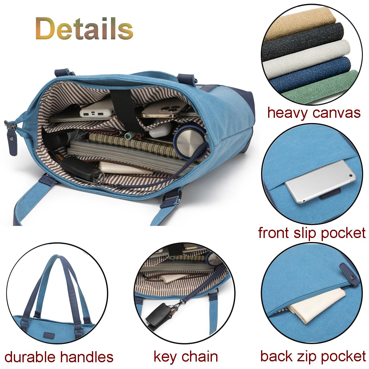 Foto 4 | Bolsa Para Portátil Barsine Teacher Canvas Tote 15.6 - Venta Internacional.